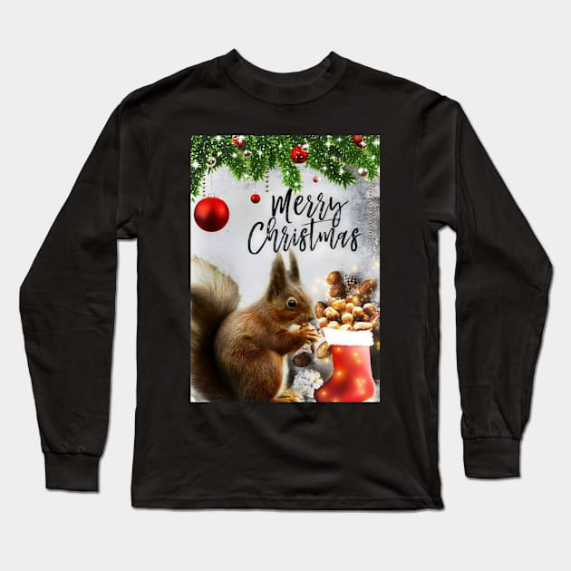 Official Campus Squirrel Report Christmas Squirrel! Merry Christmas Squirrel. Long Sleeve T-Shirt by Edgot